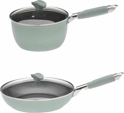 Primecook - Pannenset 'Teresa' - Steelpan Ø 20cm - Koekenpan Ø 28cm - met deksels - PFAS-vrij - inductie