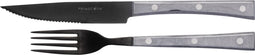 Primecook - Set van vork en gekarteld scherp mes 13 cm - Titan Ecoshield beschermlaag - Paperstone handvat