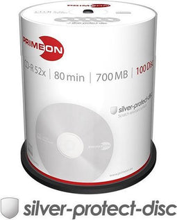 Primeon 2761103 CD-R 80 disc 700 MB 100 stuk(s) Spindel Mat zilver oppervlak