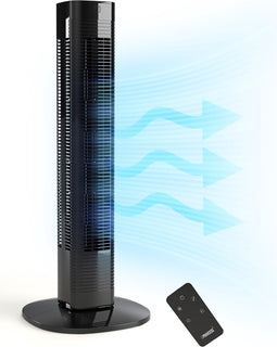 Princess 358230 torenventilator - Bladloze ventilator, Slimme torenventilator; Compact 80cm; Zwart; Timerfunctie; Fan; Slimme ventilator; Afstandsbediening en App bestuurbaar; Energiezuinige koeling