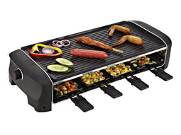 Princess Gourmetstel 162840 - Raclette Grill and Teppanyaki Party - 8 personen - 2 meter snoer - Regelbare thermostaat - 1400W - Omkeerbare bakplaat en grillplaat