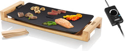 Princess Table Chef Pure Black 103026 - Gourmet - Grill & Bakplaat - 50x25 cm - Regelbare thermostaat - 2 meter snoer - 2200 Watt - Bamboe