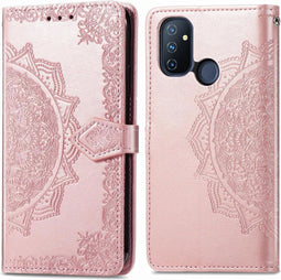 iMoshion Hoesje Geschikt voor OnePlus Nord N100 Hoesje Met Pasjeshouder - iMoshion Mandala Bookcase - Rosé Goud