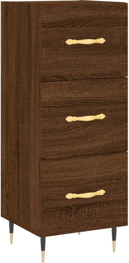 vidaXL - Dressoir - 34,5x34x90 - cm - bewerkt - hout - bruin - eikenkleur