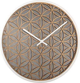 NeXtime - Wandklok - 50 cm - Hout/Spiegel - Wit - 'Bella Mirror'