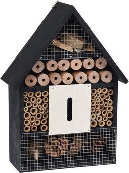 Pro Garden Insectenhotel hout 30cm zwart bijen vlinders