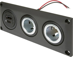 ProCar 67346000 Inbouwstopcontact met USB-C/A dubbel stopcontact + 2 powerstopcontacten Stroombelasting (max.): 20 A