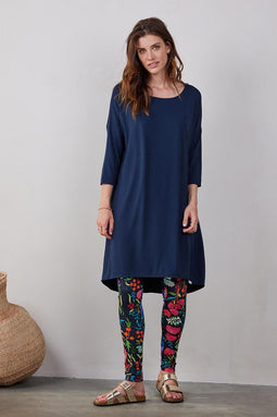 DIDI Dames Basic leggings print in dark blue with Bird Garden print maat