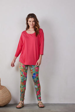 DIDI Dames Basic legging print in aloe green with Bird Garden print maat