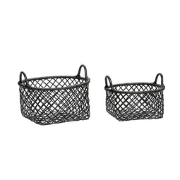 Hübsch Harvest Baskets Black (set of 2)