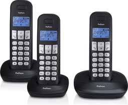 Profoon PDX-1130 Draadloze Dect Telefoon - 3 handposten - Lange standby tijd - Zwart