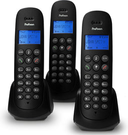 Profoon PDX-300 TRIPLE DECT telefoon triple, zwart - perfecte geluidskwaliteit - verlicht display