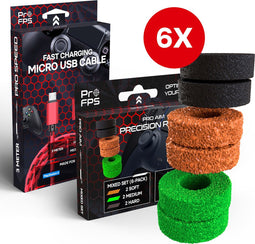 ProFPS Duo Pack geschikt voor PlayStation 4 (PS4) Controller - Precision Rings + Micro USB Kabel Oplader - eSports Gaming Accessoires