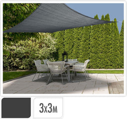 ProGarden Schaduwdoek vierkant 3x3 m donkergrijs