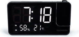 Projectorklokradio - THOMSON - Zwart - FM-radio - Temperatuur - Vochtigheid - Dubbel alarm - USB-C - Voeding 230V