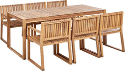 SASSARI II - Tuinset voor 6 - Lichthout - Gecertificeerd acaciahout