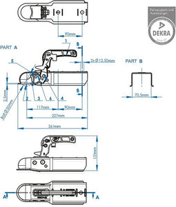 ProPlus Disselkoppeling - Kogelkoppeling - Vierkant 70 mm - E4 Gekeurd