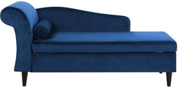 LUIRO - Chaise longue - Marineblauw - Linkerzijde - Fluweel