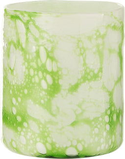 J-Line windlicht Marmer - glas - groen/wit - medium - Ø 15 cm