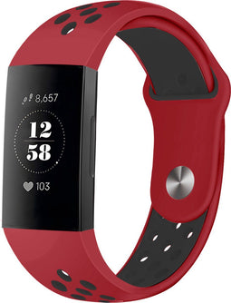 iMoshion Bandje Geschikt voor Fitbit Charge 3 / 4 - iMoshion Siliconen sport band ronde drukknoop zonder pinnetje - Rood