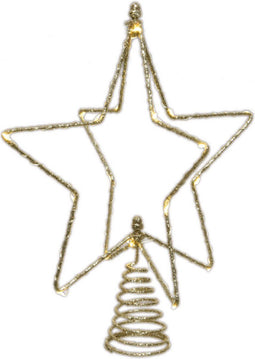 Kerstboom ster piek/topper met LED verlichting warm wit 25 cm met 20 lampjes - LED verlichte pieken - kerstversiering