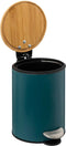 Prullenbak/pedaalemmer petroleum blauw metaal 3 liter - 17 x 24 cm - Voor badkamer en toilet