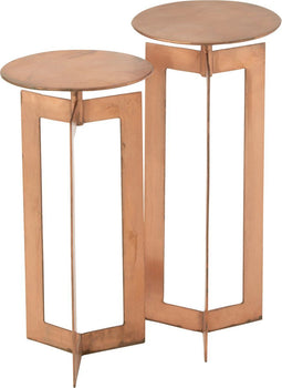 J-Line bijzettafel Zino Hoog - ijzer - koper - set van 2