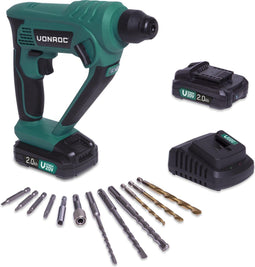 VONROC RH501DC - Accu boorhamer - 20V 2x 2.0Ah accu's 1.3 Joule SDS-plus - Incl. accessoires (2 stuks)