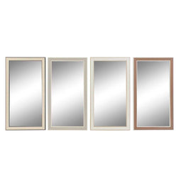 Wandspiegel DKD Home Decor Kristal Bruin Wit Donker grijs PS Traditioneel 4 Stuks (36 x 2 x 66 cm)