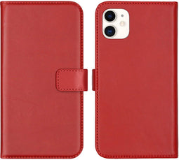 Selencia iPhone 11 - Echt Lederen Bookcase - 3 Pashouders - Rood