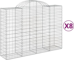 vidaXL - Schanskorven - 8 - st - gewelfd - 200x50x140/160 - cm - ijzer