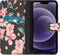 iMoshion Hoesje Geschikt voor iPhone 13 Hoesje Met Pasjeshouder - iMoshion Design Softcase Bookcase - Zwart / Blossom Watercolor Black