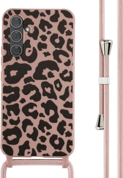 iMoshion Hoesje Geschikt voor Samsung Galaxy A54 (5G) Hoesje Met Koord - iMoshion Siliconen design hoesje met koord - Roze / Animal Pink