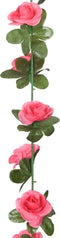 Kerstslingers met bloemen 6 st 240 cm roodroze