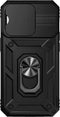 Lunso - Armor backcover hoes met ringhouder - Geschikt voor iPhone 14 Pro Max - Zwart