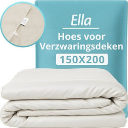 Ella Hoes voor Verzwaringsdeken 150 x 200 cm - 100% Biologisch Katoen - Geschikt voor 7 KG en 9 KG - Kleur Biologisch Wit