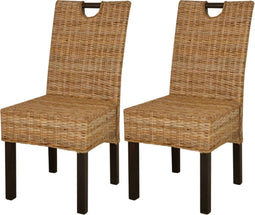 vidaXL - Eetkamerstoelen - Kubu - 2 - stuks - rattan - mangohout