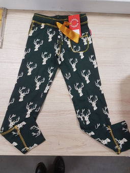 Claesens jongensbroek - Pyjamabroek - Aantrekkoord - Donkergroen met deer print