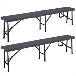 Casaria Set van 2 Bierbanken - Opvouwbaar 8 Personen 183cm- Antraciet