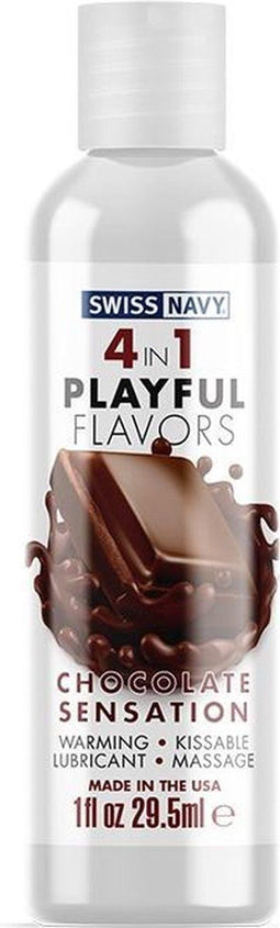Swiss Navy 4 In 1 Glijmiddel met Chocolade Sensation Smaak - 30 ml white,blue