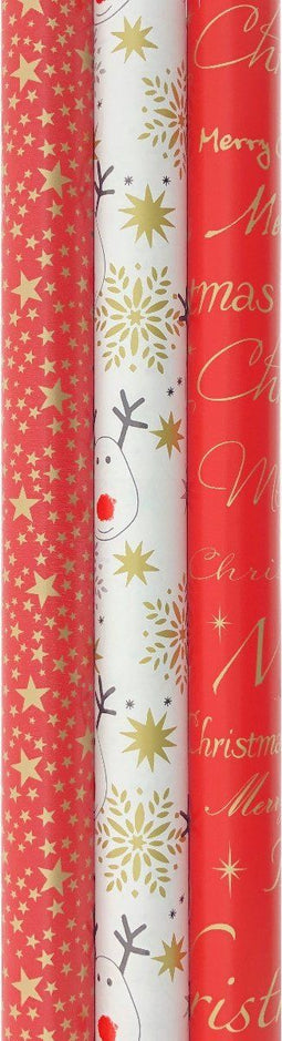 RED PASSION - cadeaupapier - kerstpapier 3 rollen 3 meter x 70 cm