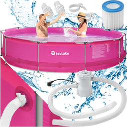 tectake® Zwembad - Opzetzwembad - Compleet met filterpomp - Ø 360 x 76 cm - Roze
