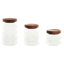 Set van 3 Potjes Home ESPRIT Transparant Natuurlijk 550 ml 750 ml 3 Onderdelen
