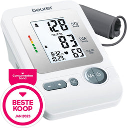 Beurer BM 26 - Bloeddrukmeter Bovenarm - Beste Koop Consumentenbond (2025) - Herkent Hartritmestoornissen - Manchet 22–35 cm - Voor 4 Gebruikers - Incl. Batterijen & Opbergtas - 5 Jaar Garantie