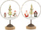 J-Line decoratie Cirkel Op Voet + Kerstman/Sneeuwman - hout/metaal - 2 stuks - LED lichtjes