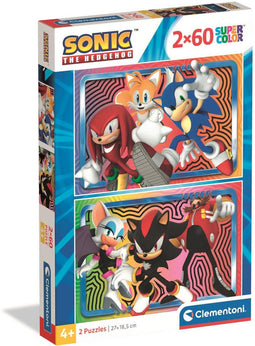 Clementoni - Puzzel - 2x60 Stukjes - Sonic - Puzzel Voor Kinderen - Vanaf 4 Jaar