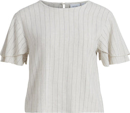 Vila Vikulia - T-shirt 2/4 Detail - Maat 36 - Natural Melange/black
