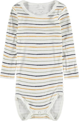NAME IT NBMDITIM LS BODY BOX - Jongens Romper - Lange mouwen - Gekleurde strepen (maat 74)