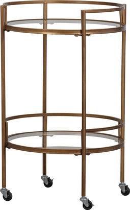 WOOOD Exclusive Zora Trolley - Metaal/Glas - Antique Brass - 79x50x50
