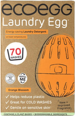 EcoEgg Was ei – Oranjebloesem - Wasparels – Navulbaar – Geschikt voor de gevoelige huid – Dermatologisch getest - 70 wasbeurten - Oranje